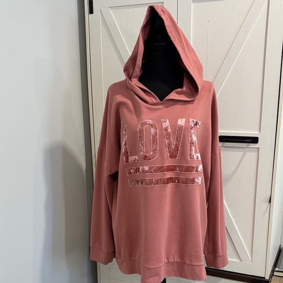 SOHO Street New York & Co. Tops - Soho Street New York & Co. Blush LOVE Graphic Hoodie Y2K